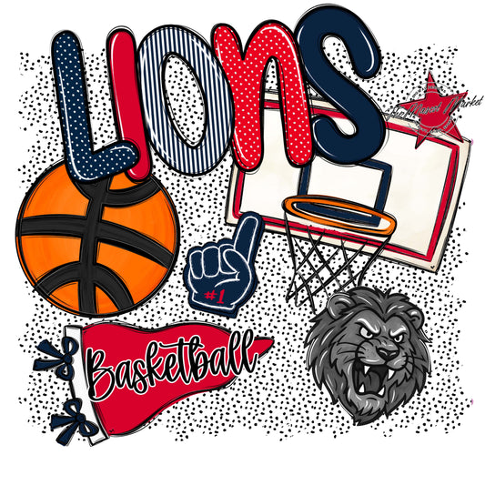 Lions Basketball Spirit-Navy & Red