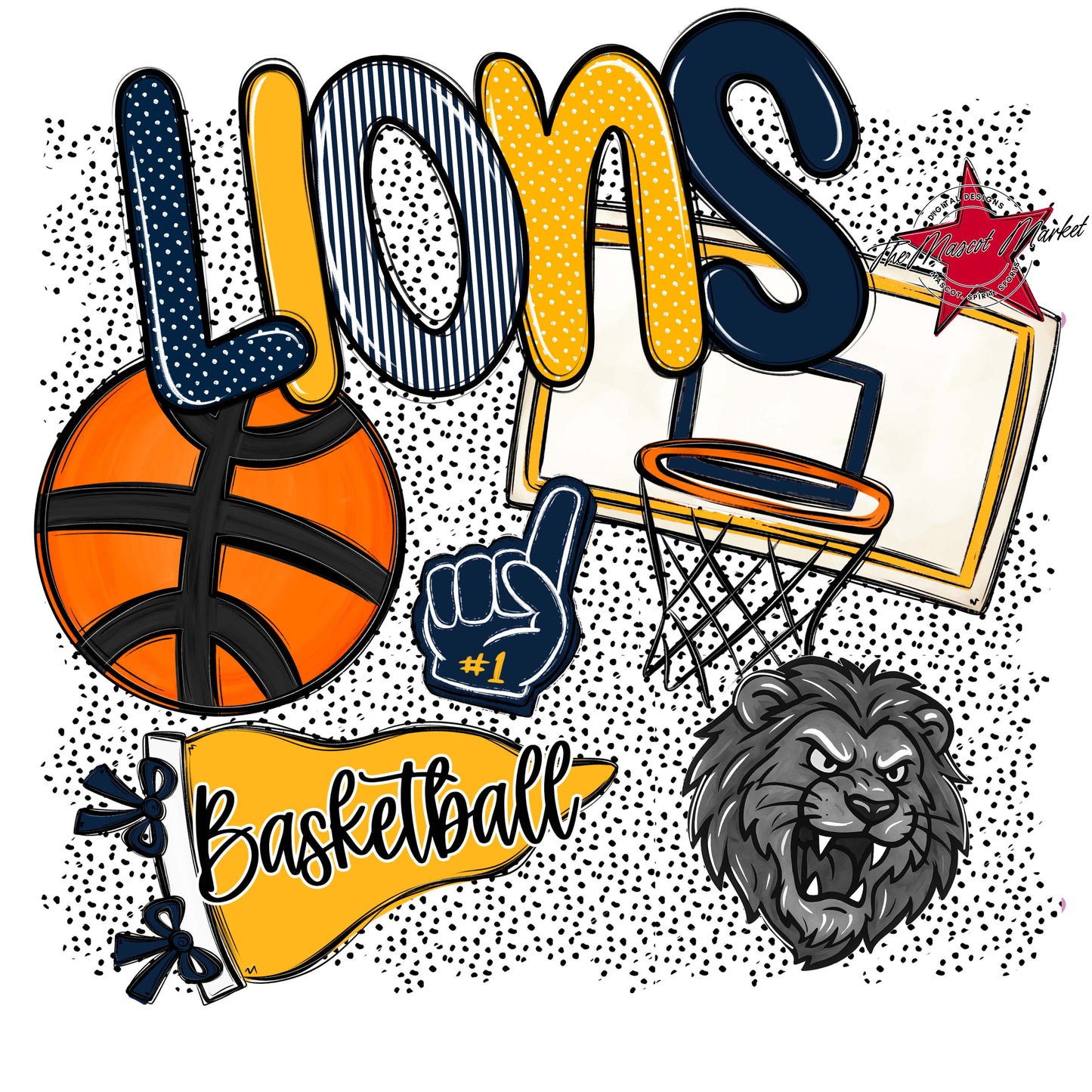 Lions Basketball Spirit-Navy & Yellow