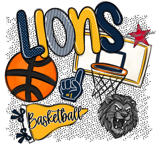 Lions Basketball Spirit-Navy & Yellow