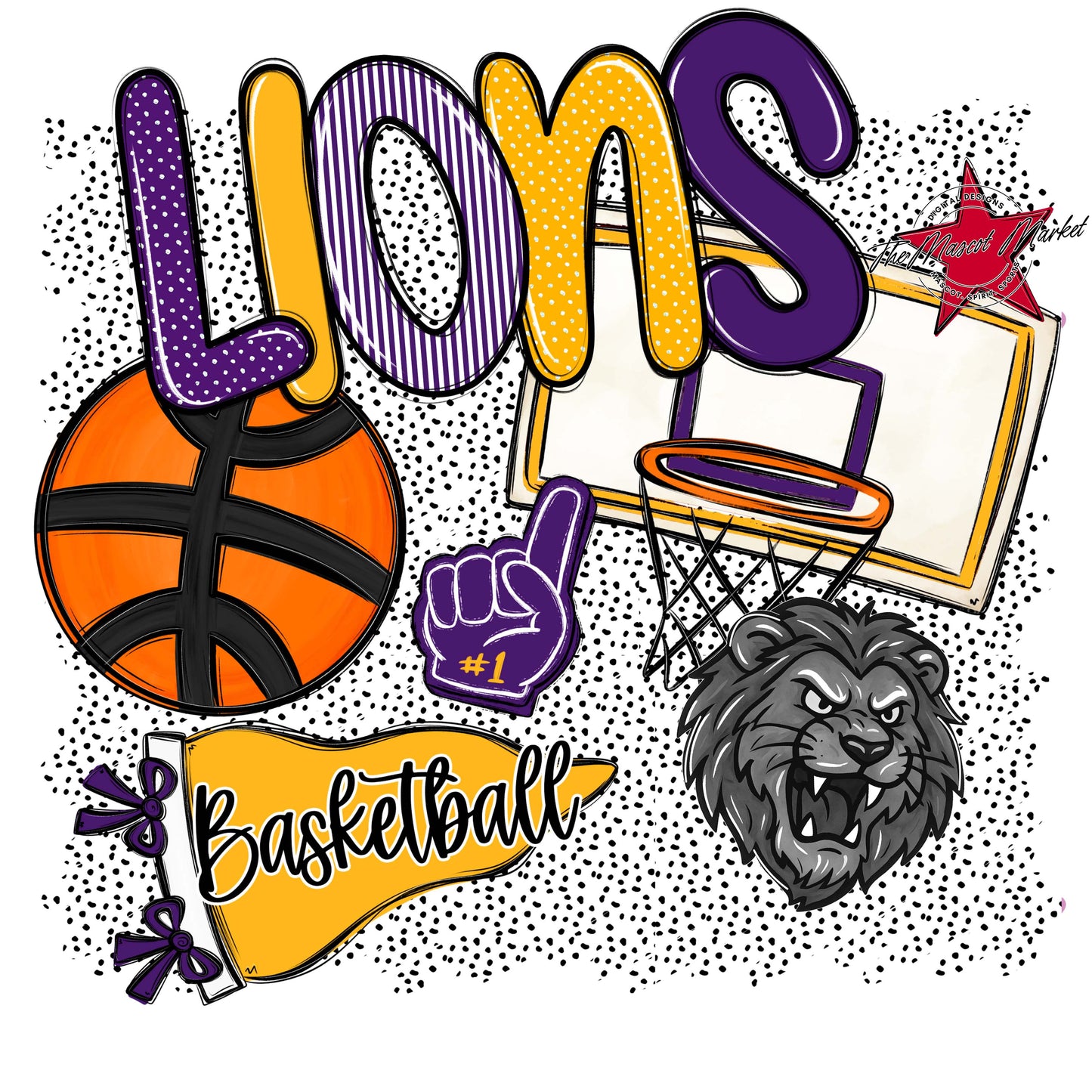 Lions Basketball Spirit-Purple & Yellow