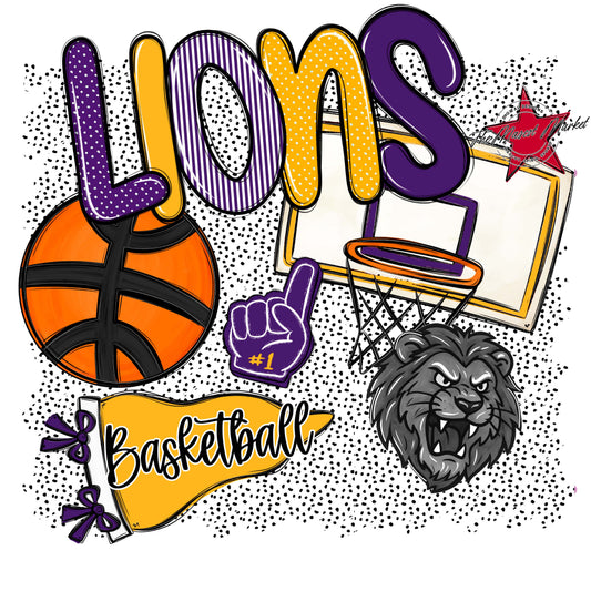 Lions Basketball Spirit-Purple & Yellow
