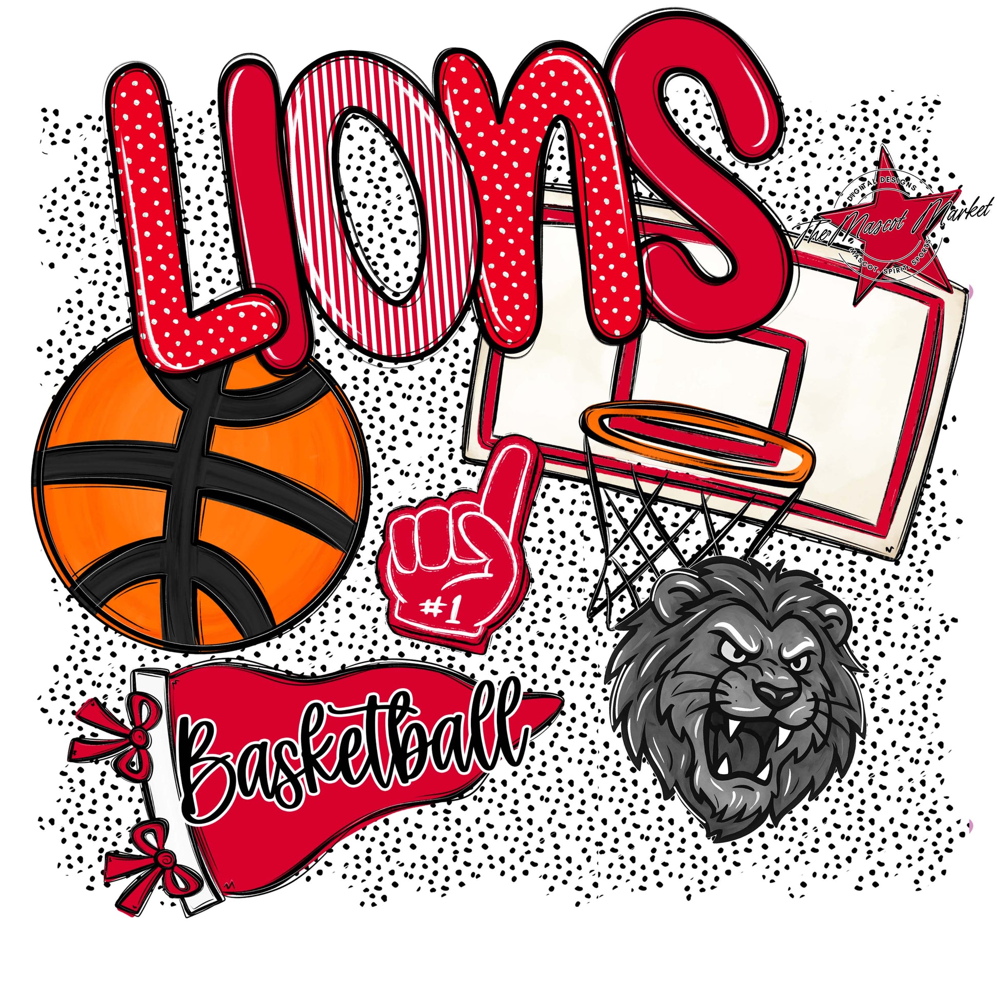 Lions Basketball Spirit-Red