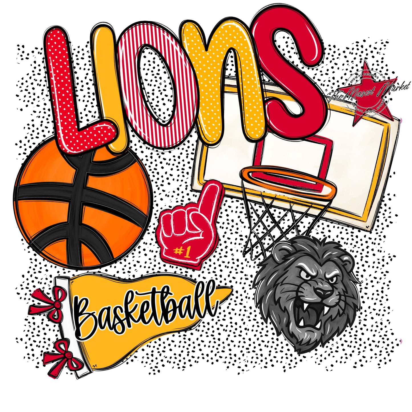Lions Basketball Spirit-Red & Yellow