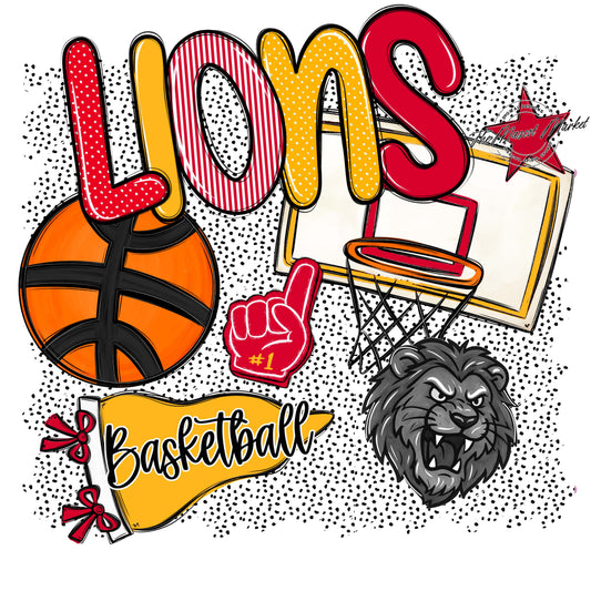 Lions Basketball Spirit-Red & Yellow