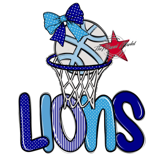 Lions Basketball Spirit Design-Blue & Carolina Blue