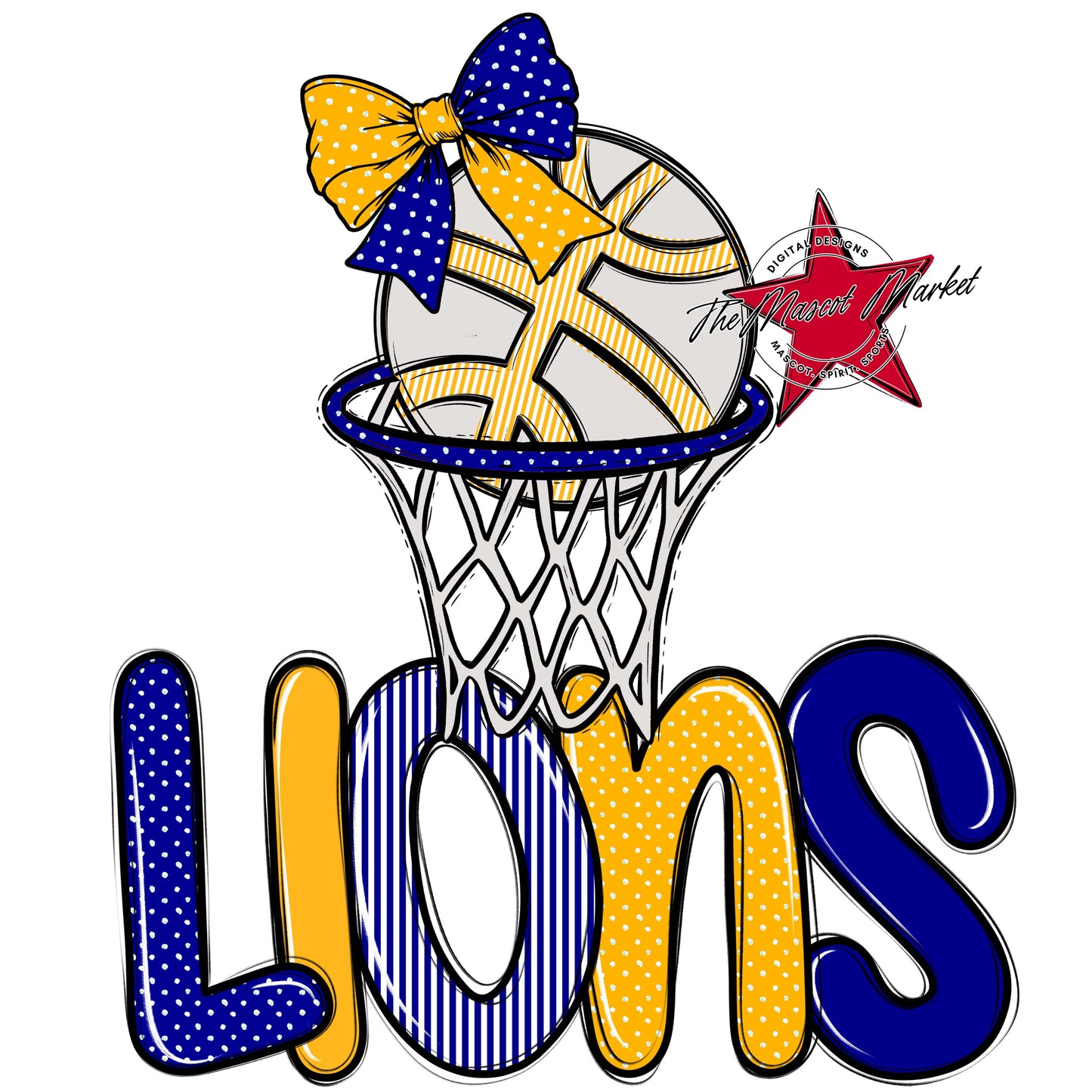 Lions Basketball Spirit Design-Blue & Yellow