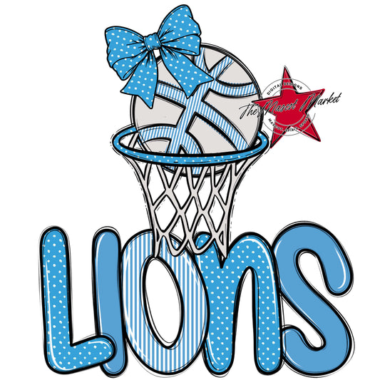 Lions Basketball Spirit Design-Carolina Blue