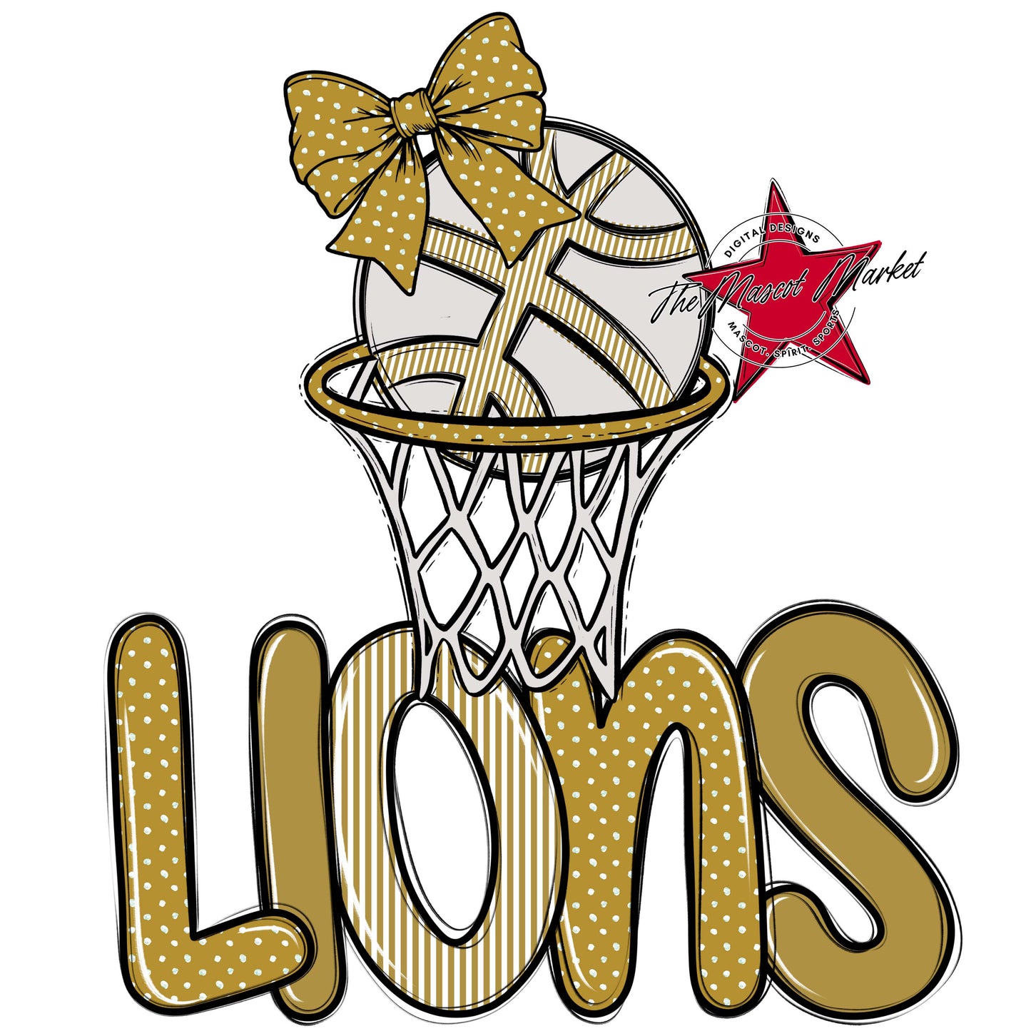 Lions Basketball Spirit Design-Gold