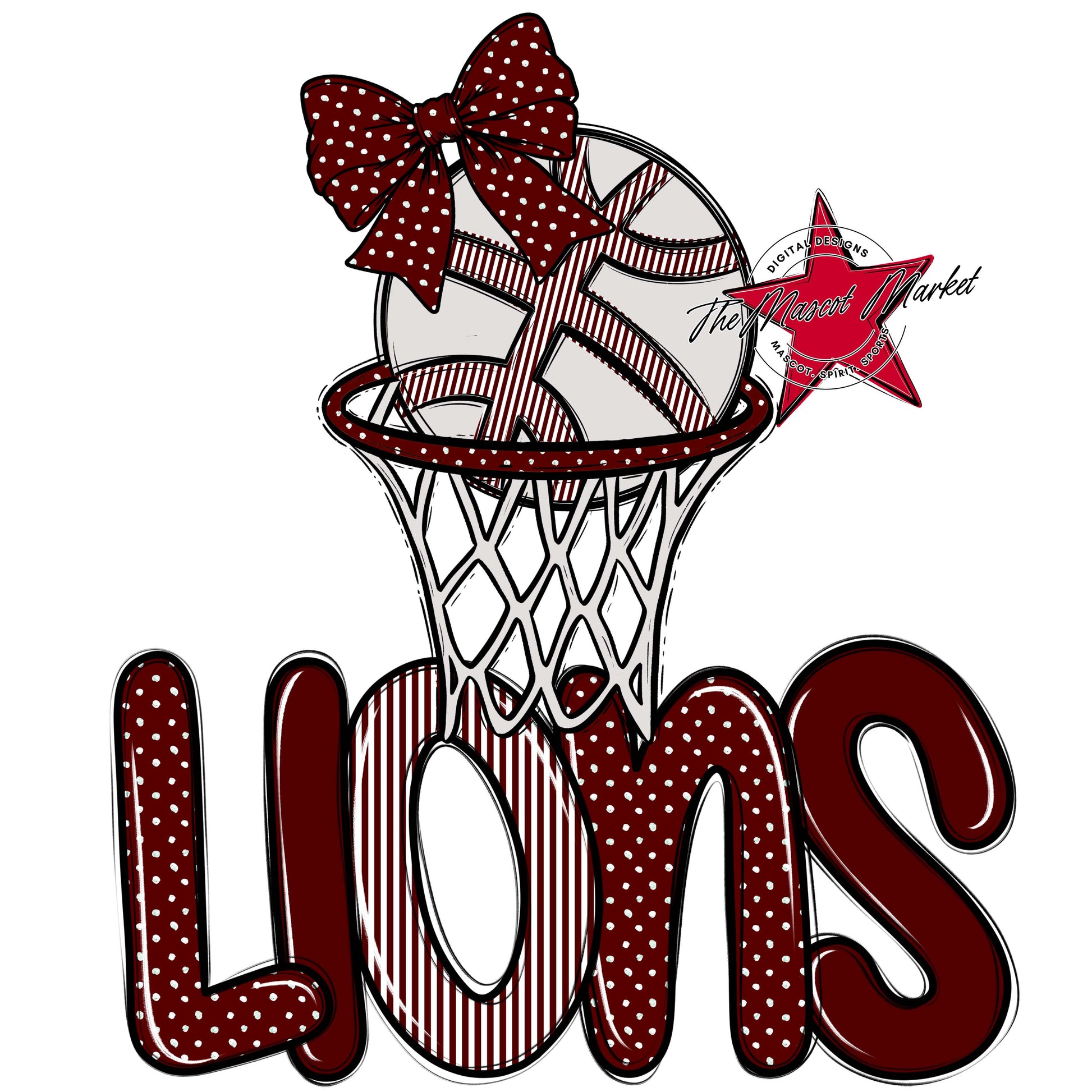 Lions Basketball Spirit Design-Maroon