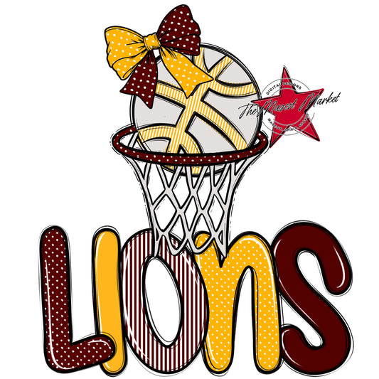 Lions Basketball Spirit Design-Maroon & Yellow