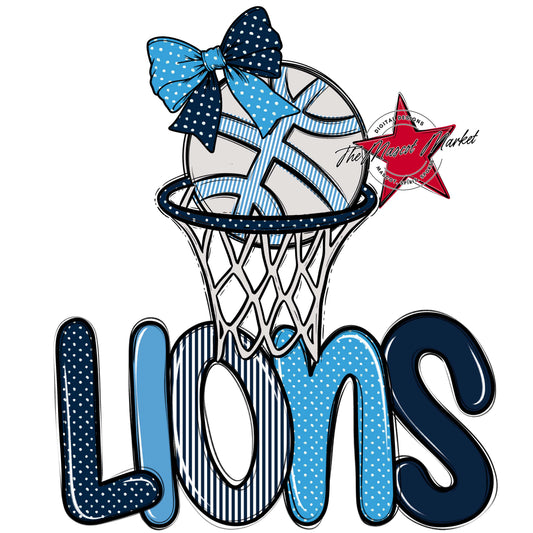 Lions Basketball Spirit Design-Navy & Carolina Blue
