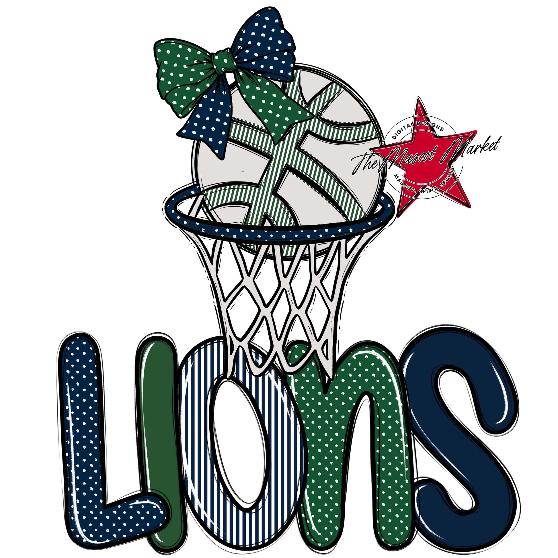 Lions Basketball Spirit Design-Navy & Green