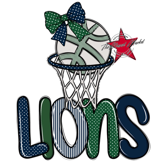 Lions Basketball Spirit Design-Navy & Green