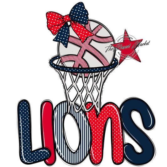 Lions Basketball Spirit Design-Navy & Red