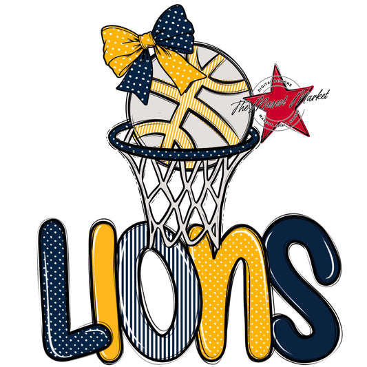 Lions Basketball Spirit Design-Navy & Yellow