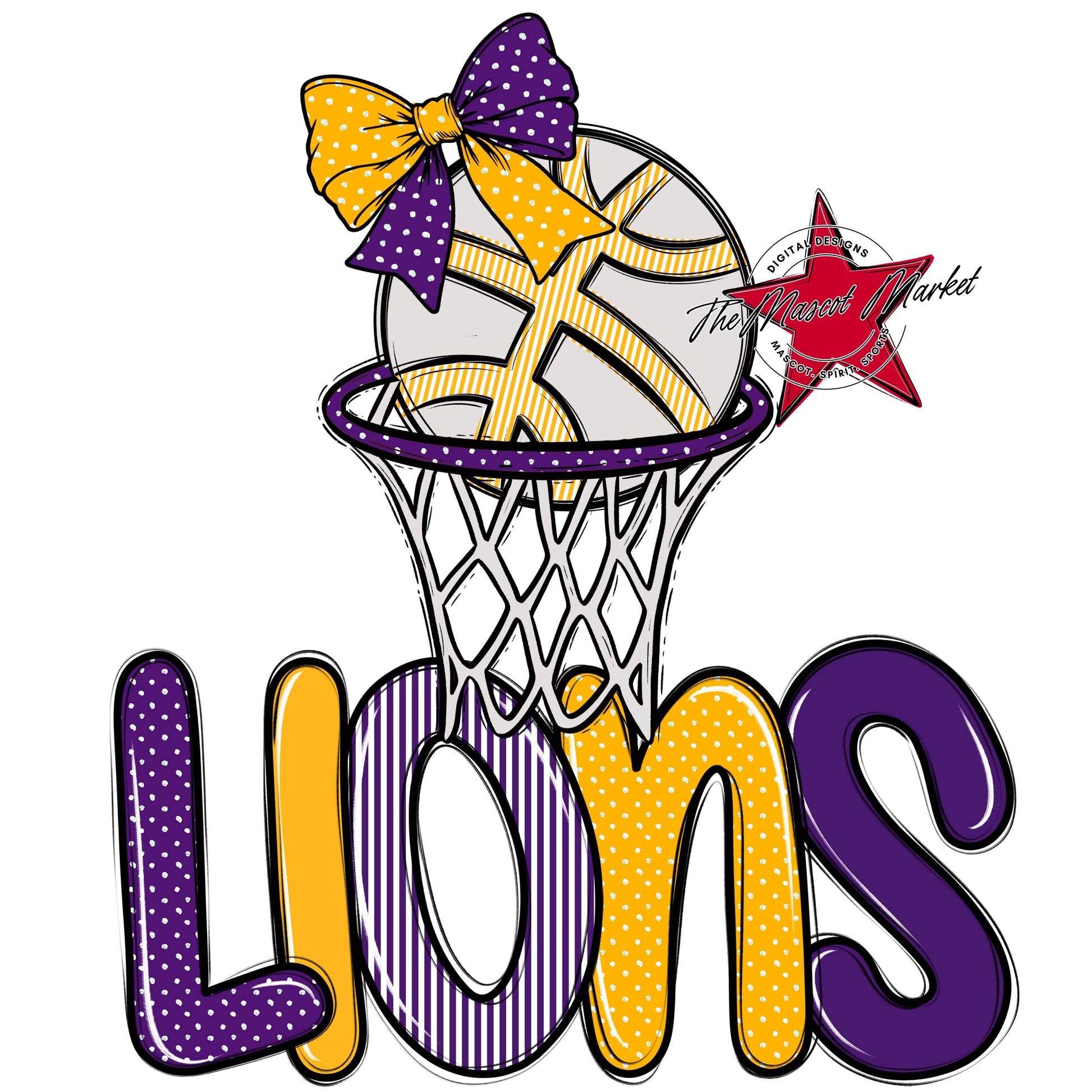 Lions Basketball Spirit Design-Purple & Yellow