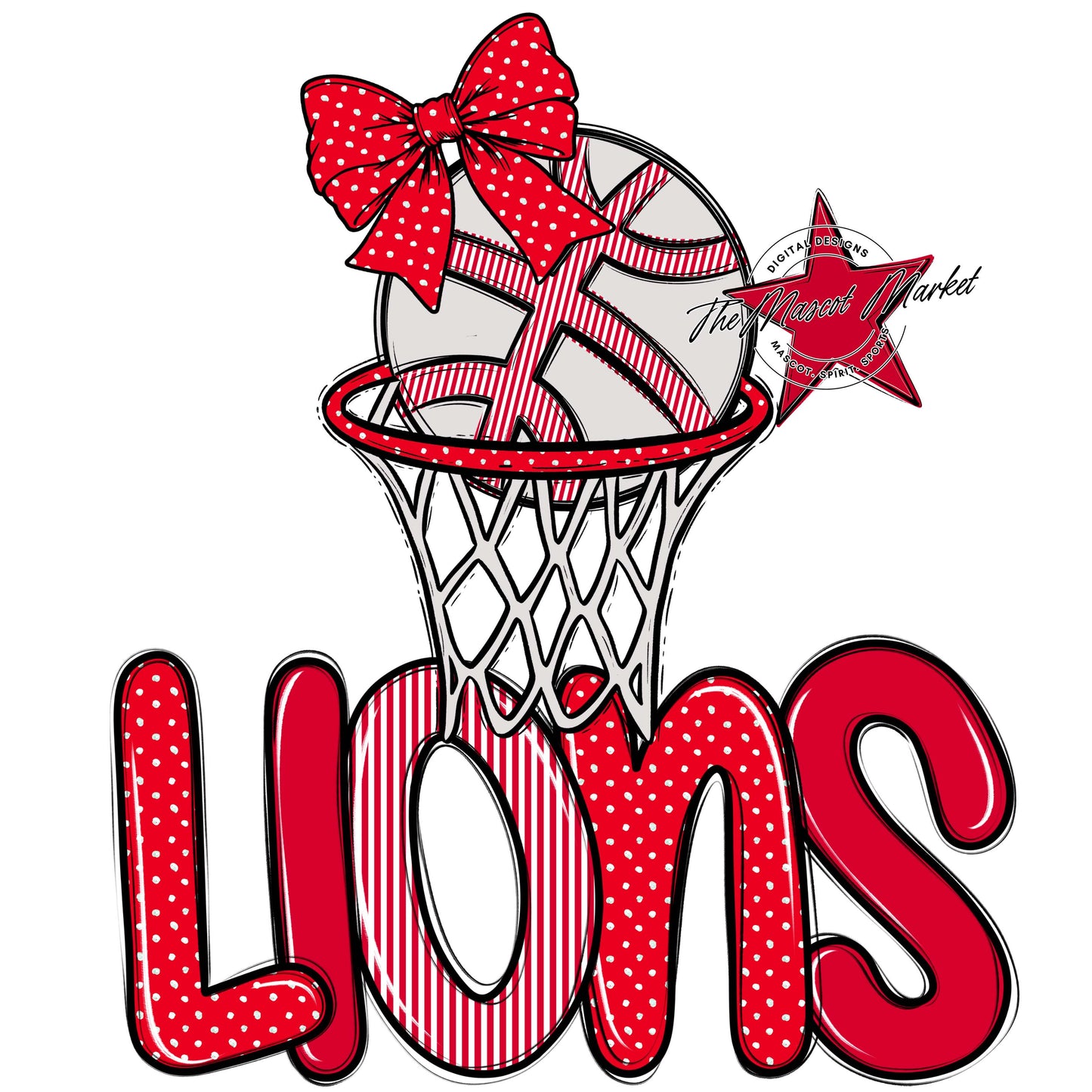 Lions Basketball Spirit Design-Red