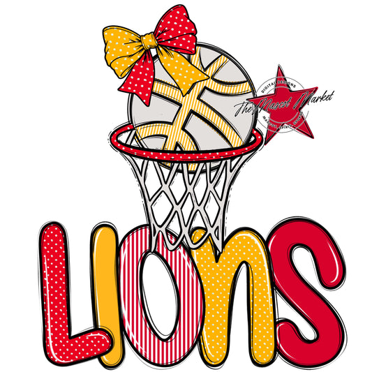 Lions Basketball Spirit Design-Red & Yellow