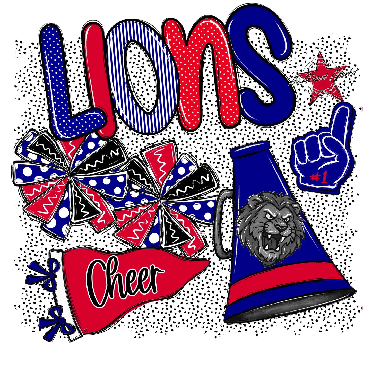 Lions Cheer Spirit-Blue & Red