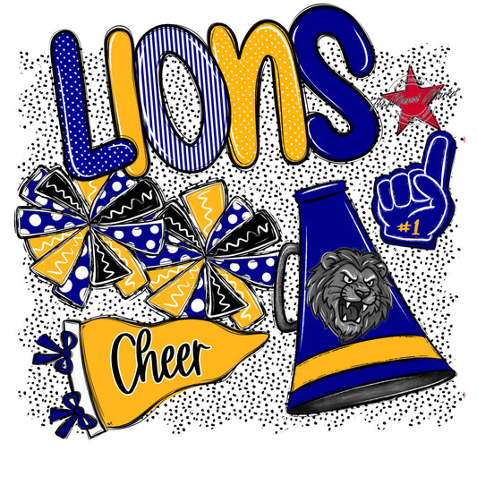 Lions Cheer Spirit-Blue & Yellow