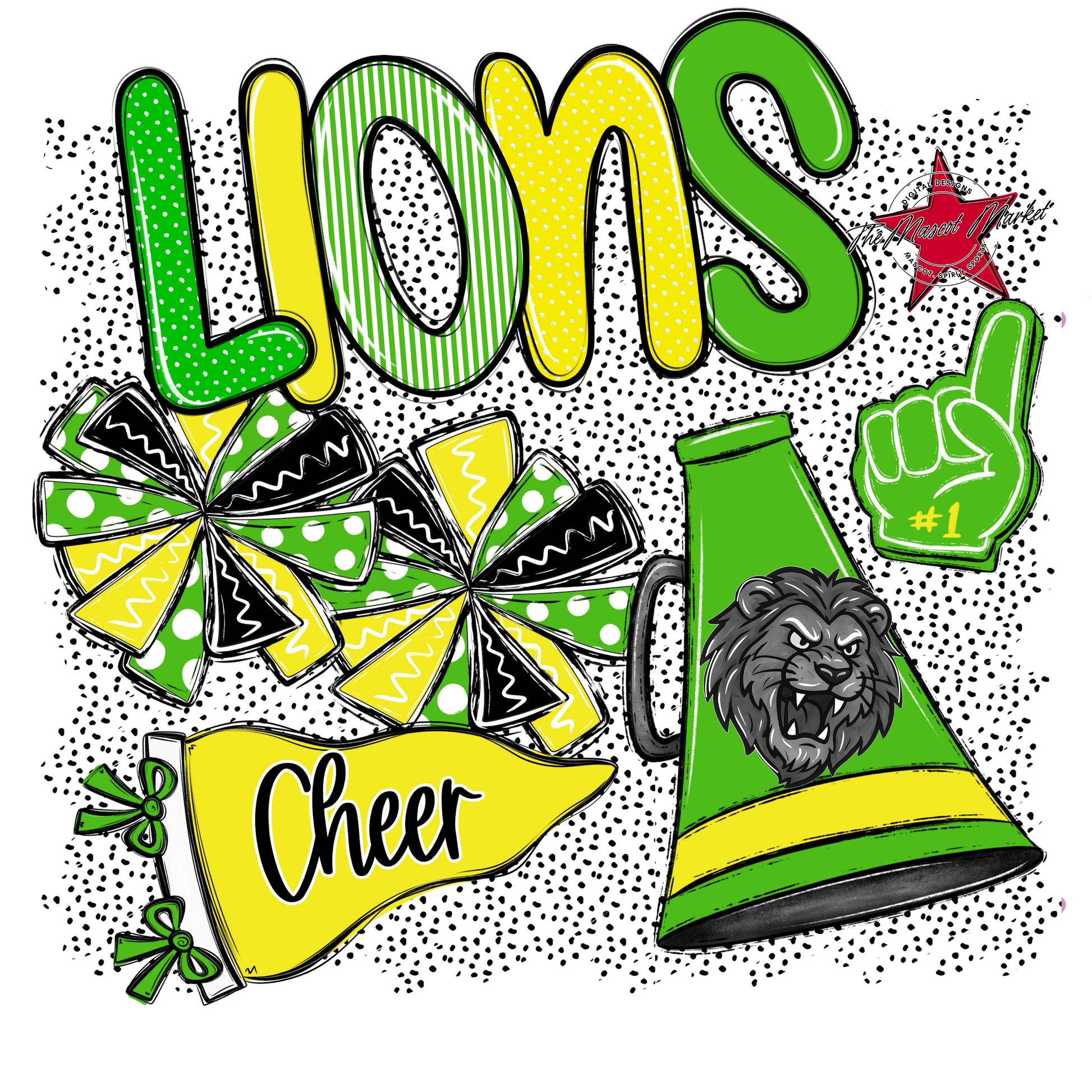 Lions Cheer Spirit-Bright Green & Bright Yellow