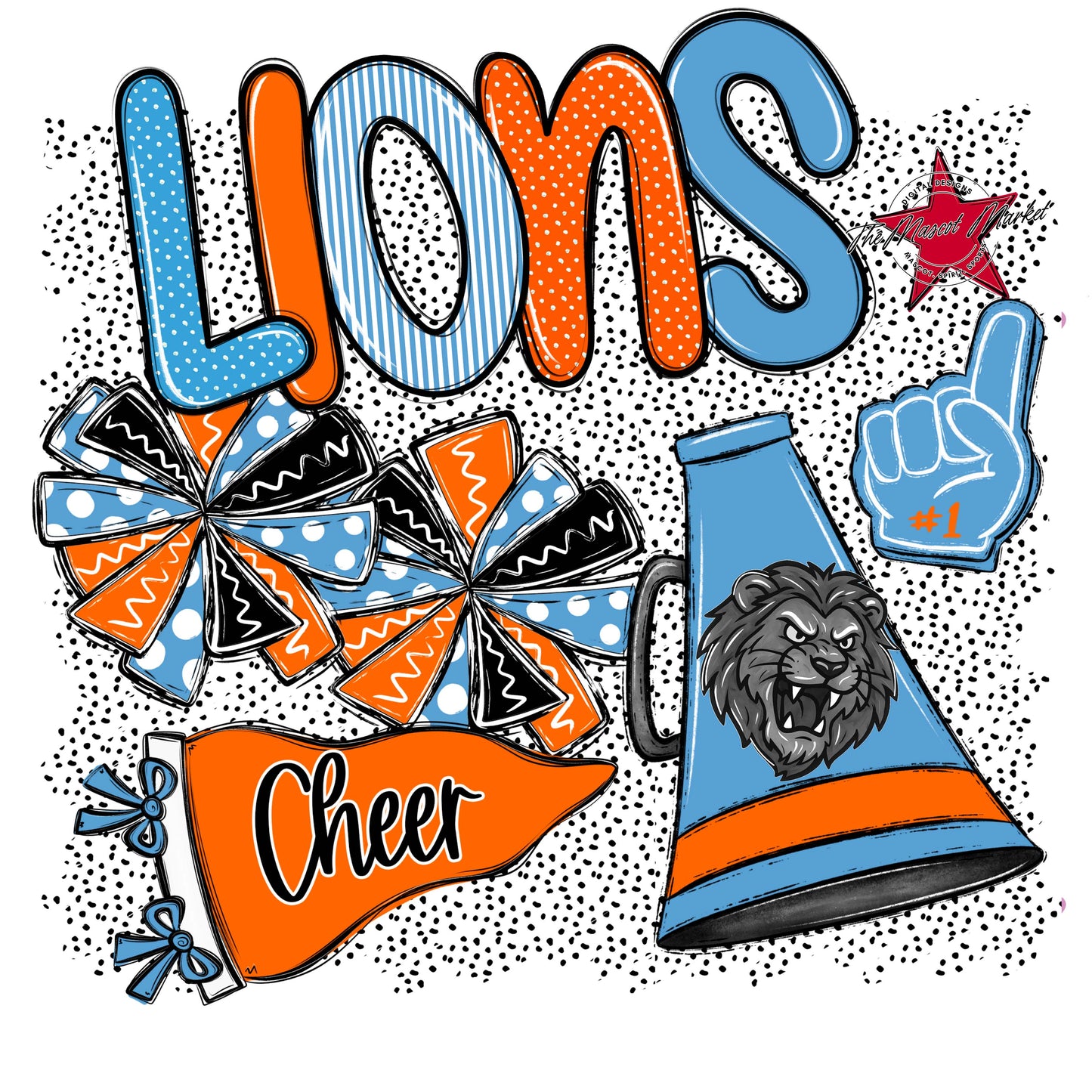 Lions Cheer Spirit-Carolina Blue & Orange