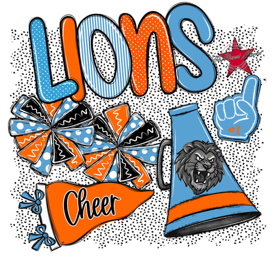 Lions Cheer Spirit-Carolina Blue & Orange