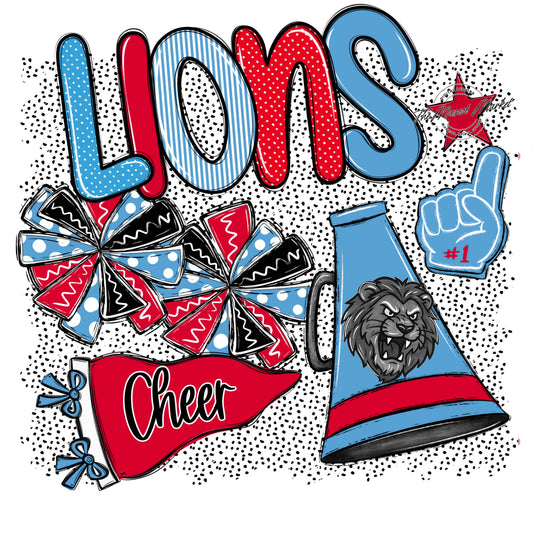 Lions Cheer Spirit-Carolina Blue & Red