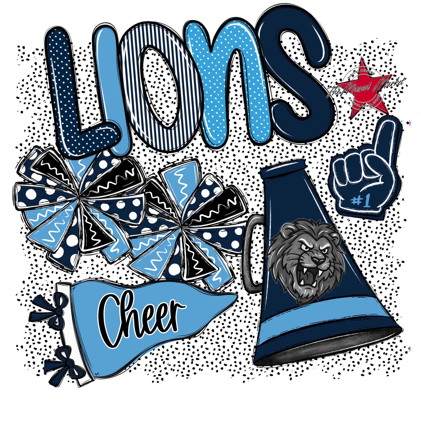 Lions Cheer Spirit-Navy & Carolina Blue
