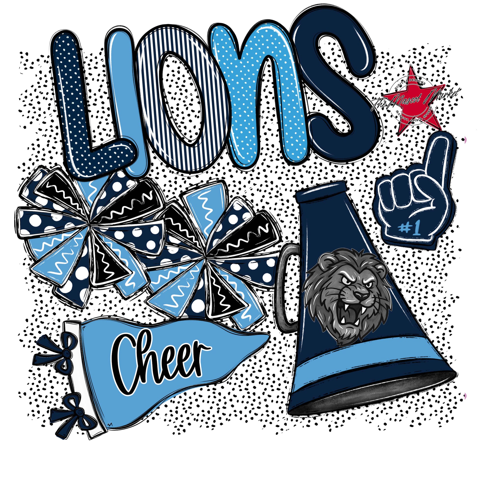Lions Cheer Spirit-Navy & Carolina Blue