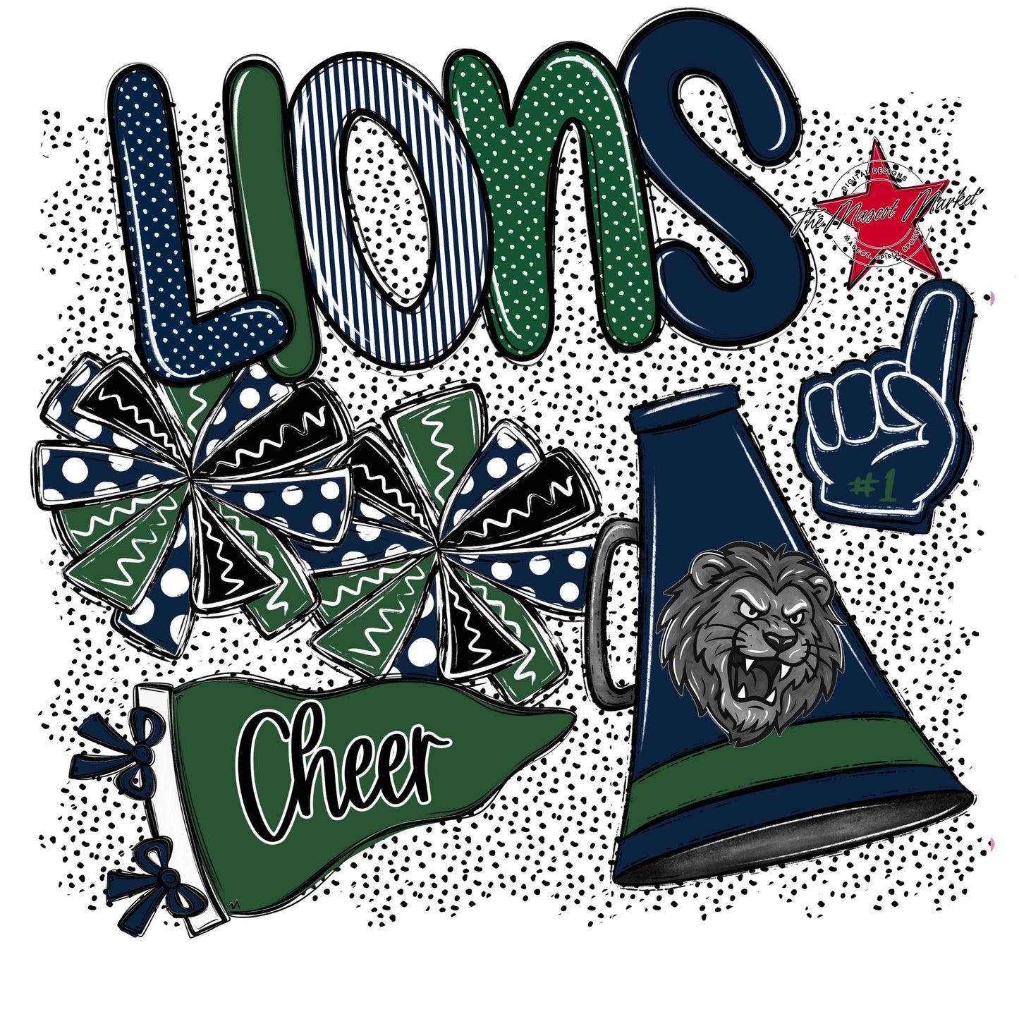 Lions Cheer Spirit-Navy & Green