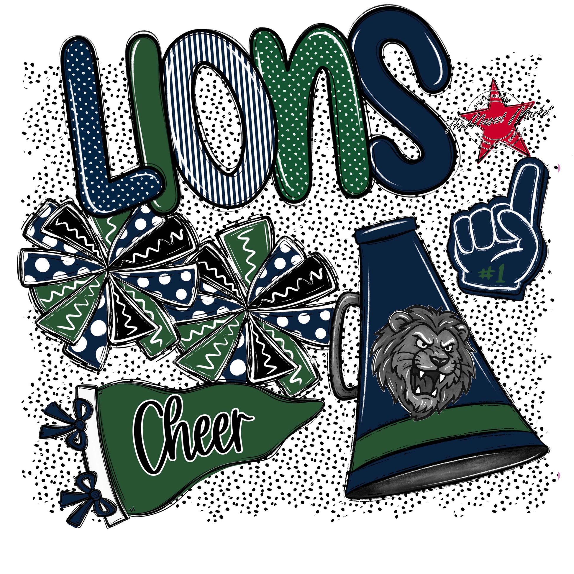 Lions Cheer Spirit-Navy & Green