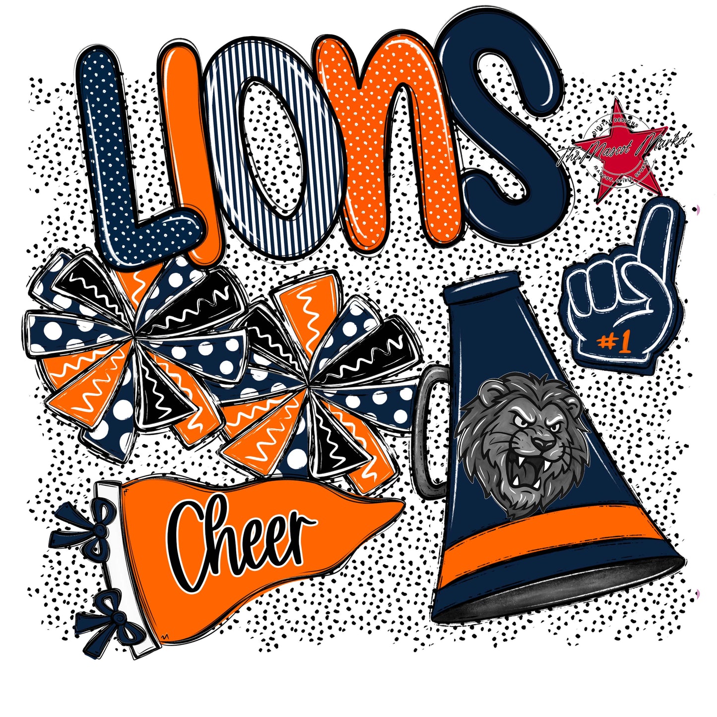 Lions Cheer Spirit-Navy & Orange
