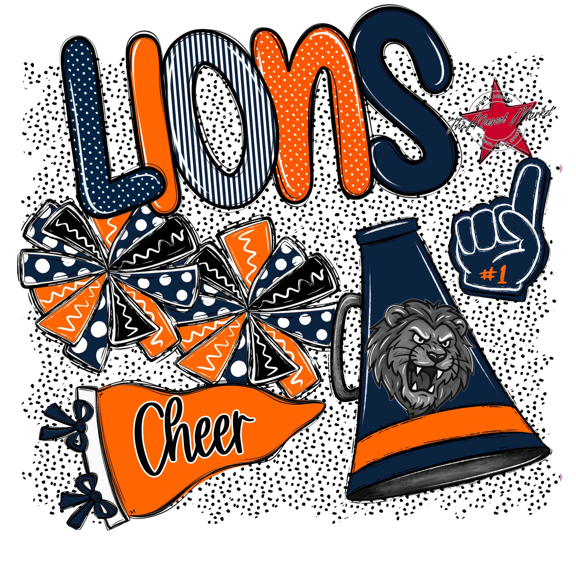 Lions Cheer Spirit-Navy & Orange