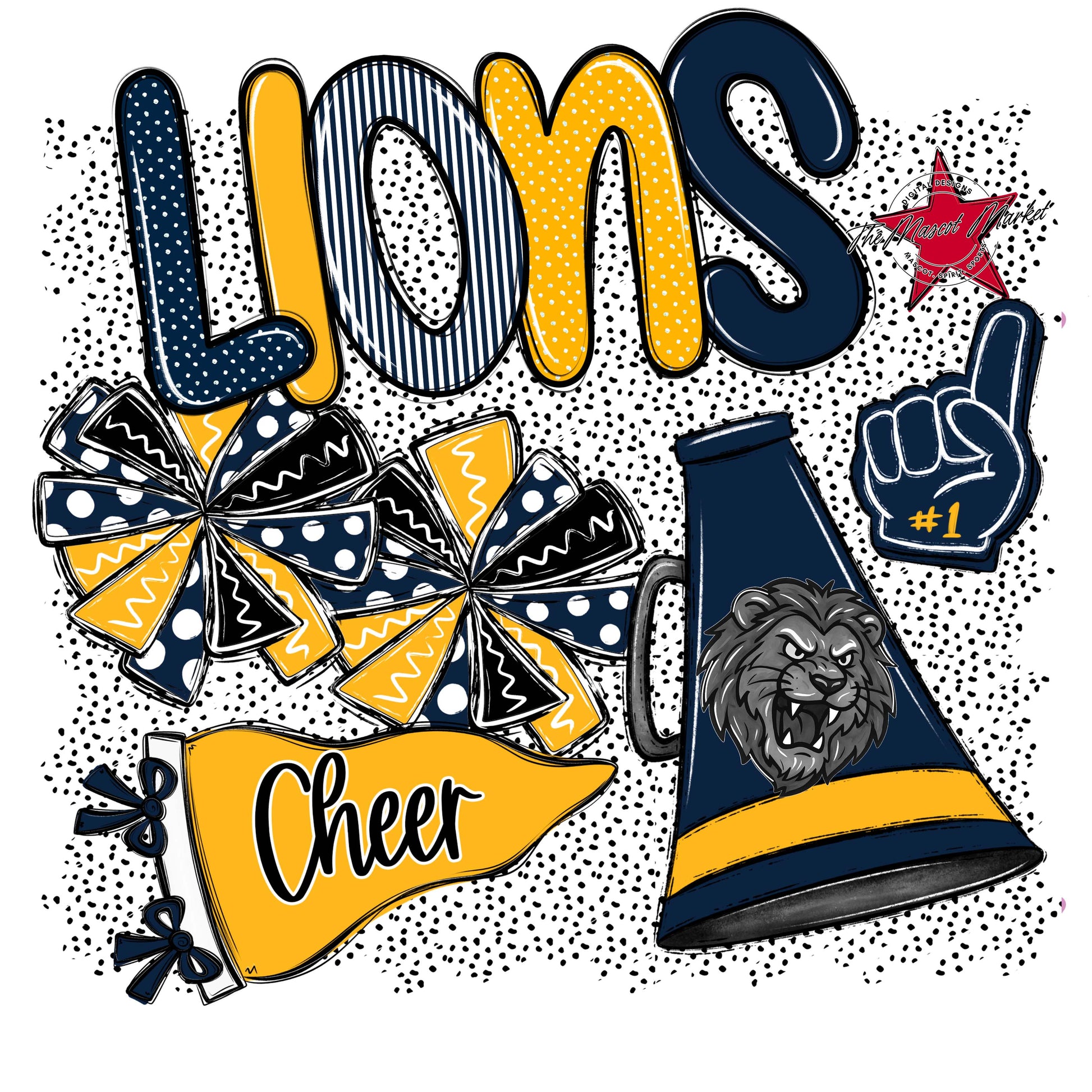 Lions Cheer Spirit-Navy & Yellow