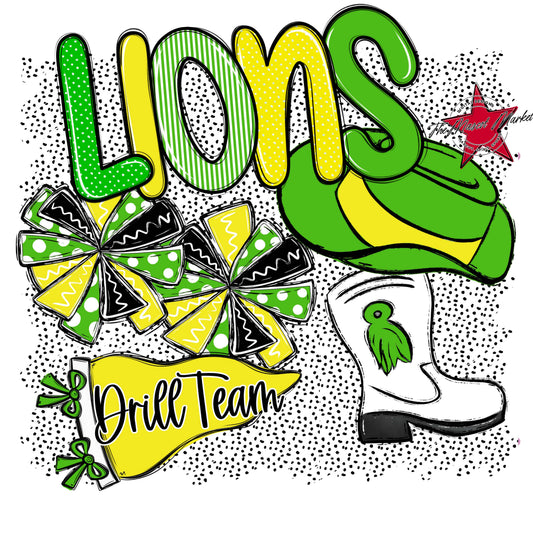 Lions Drillteam Spirit-Bright Green & Bright Yellow