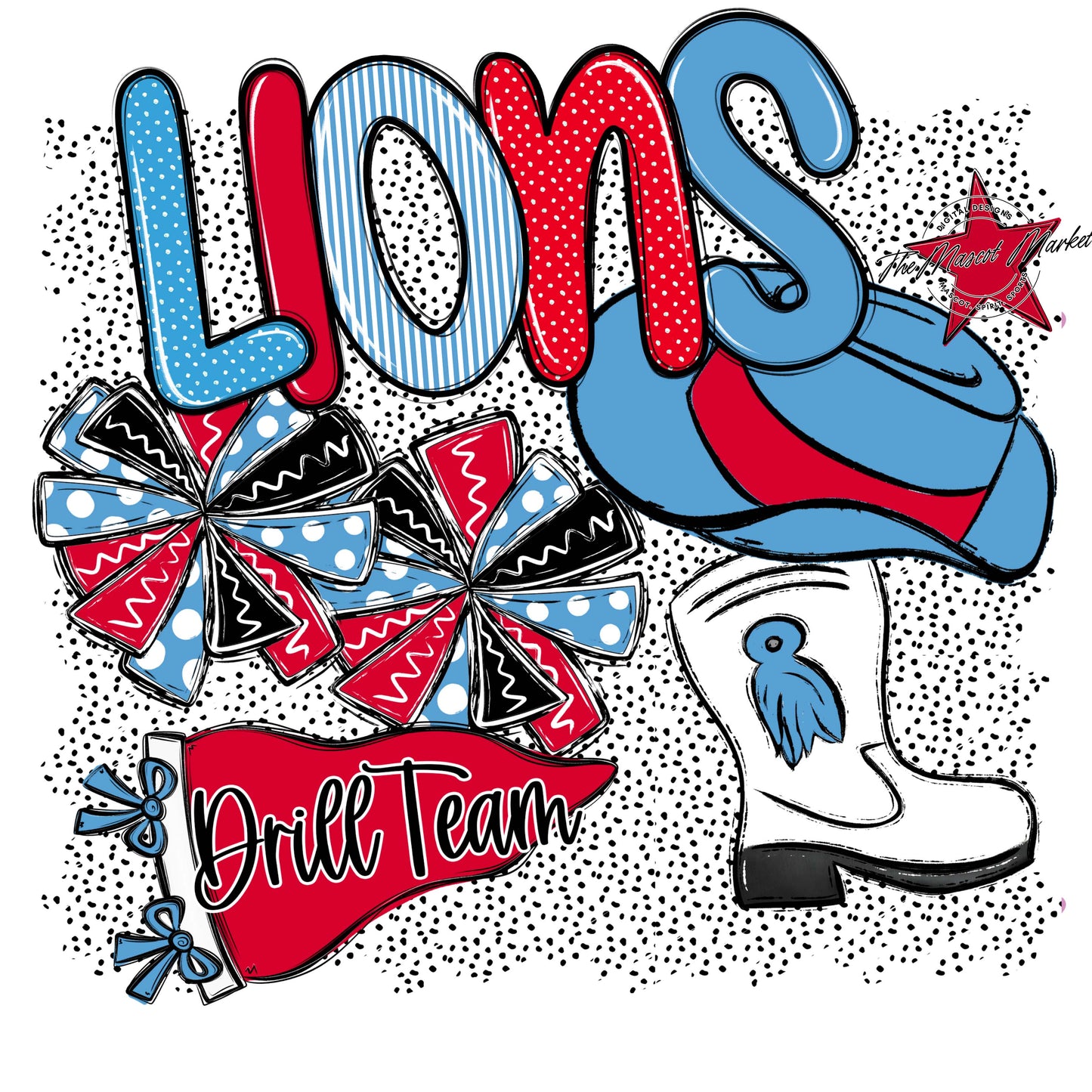 Lions Drillteam Spirit-Carolina Blue & Red