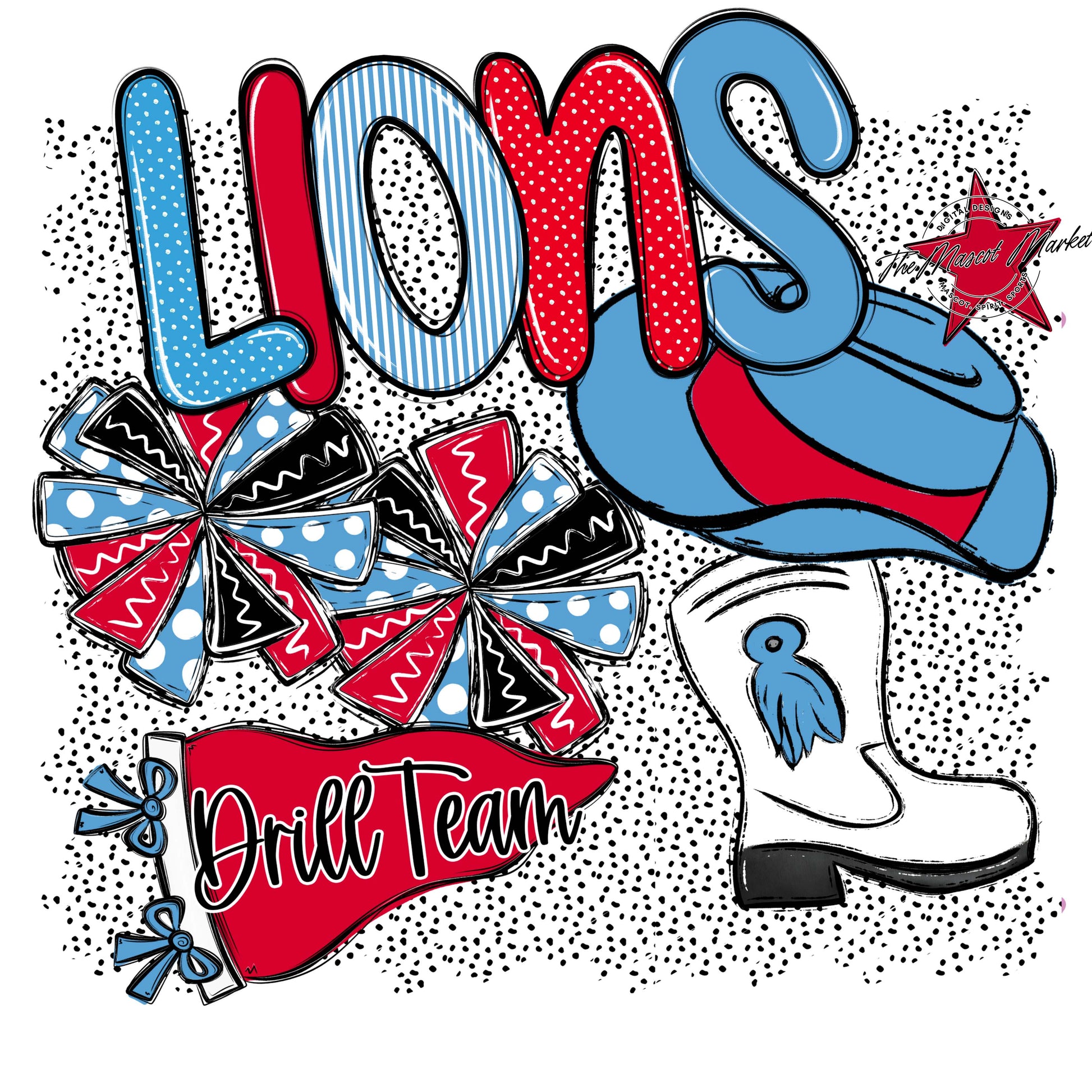 Lions Drillteam Spirit-Carolina Blue & Red