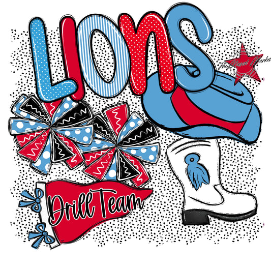 Lions Drillteam Spirit-Carolina Blue & Red