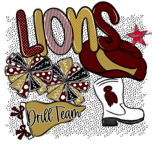 Lions Drillteam Spirit-Maroon & Gold