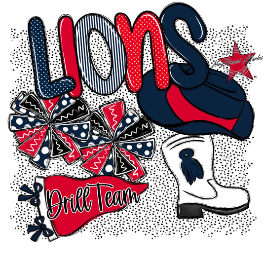 Lions Drillteam Spirit-Navy & Red