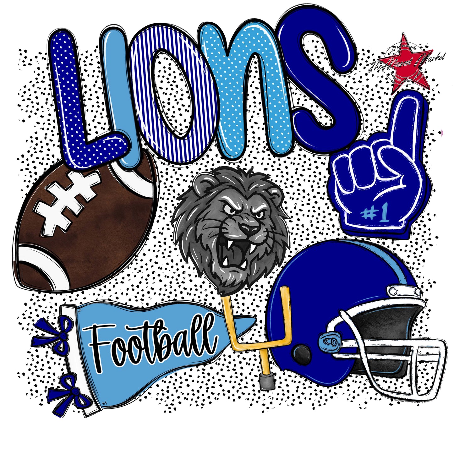 Lions Football Spirit-Blue & Carolina Blue