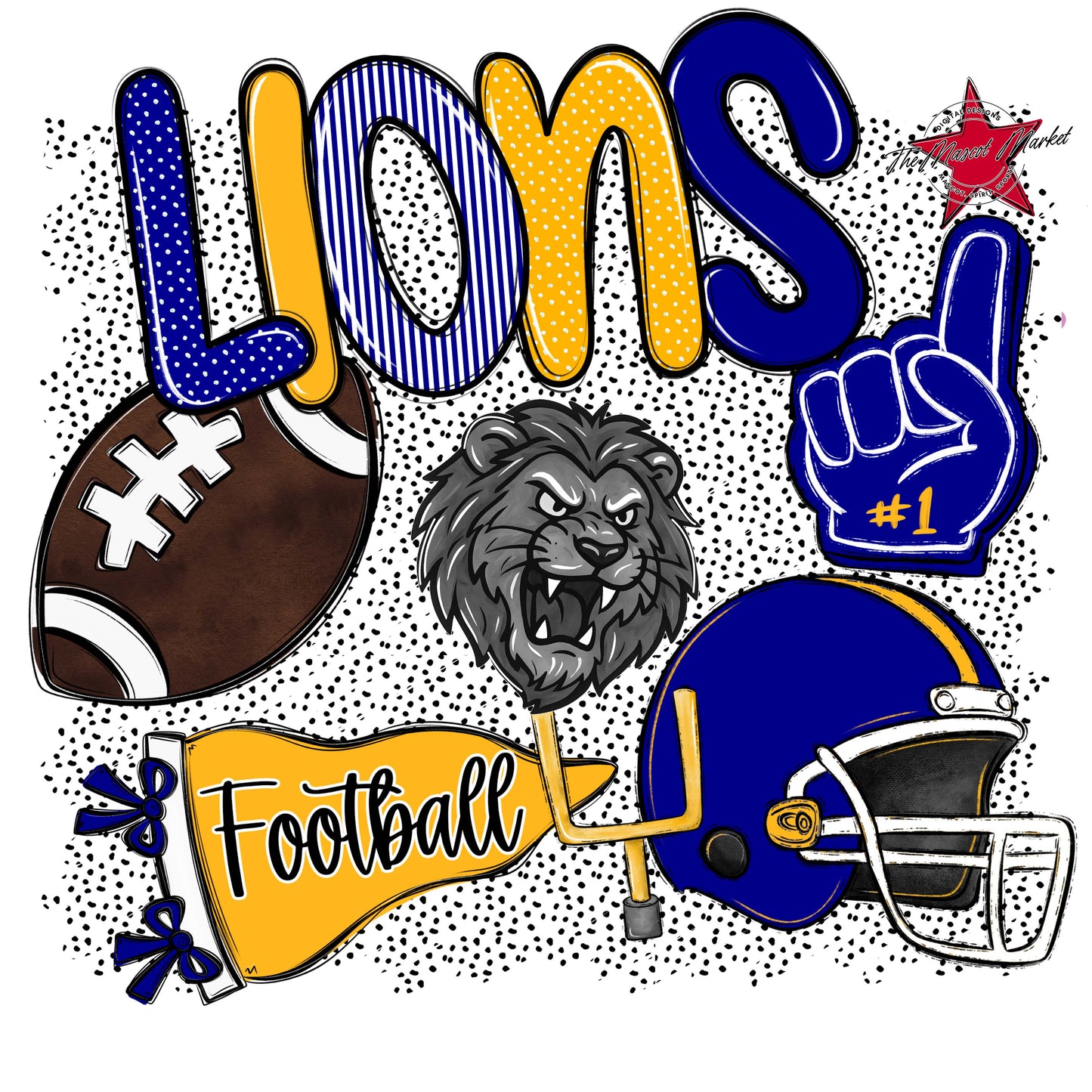 Lions Football Spirit-Blue & Yellow