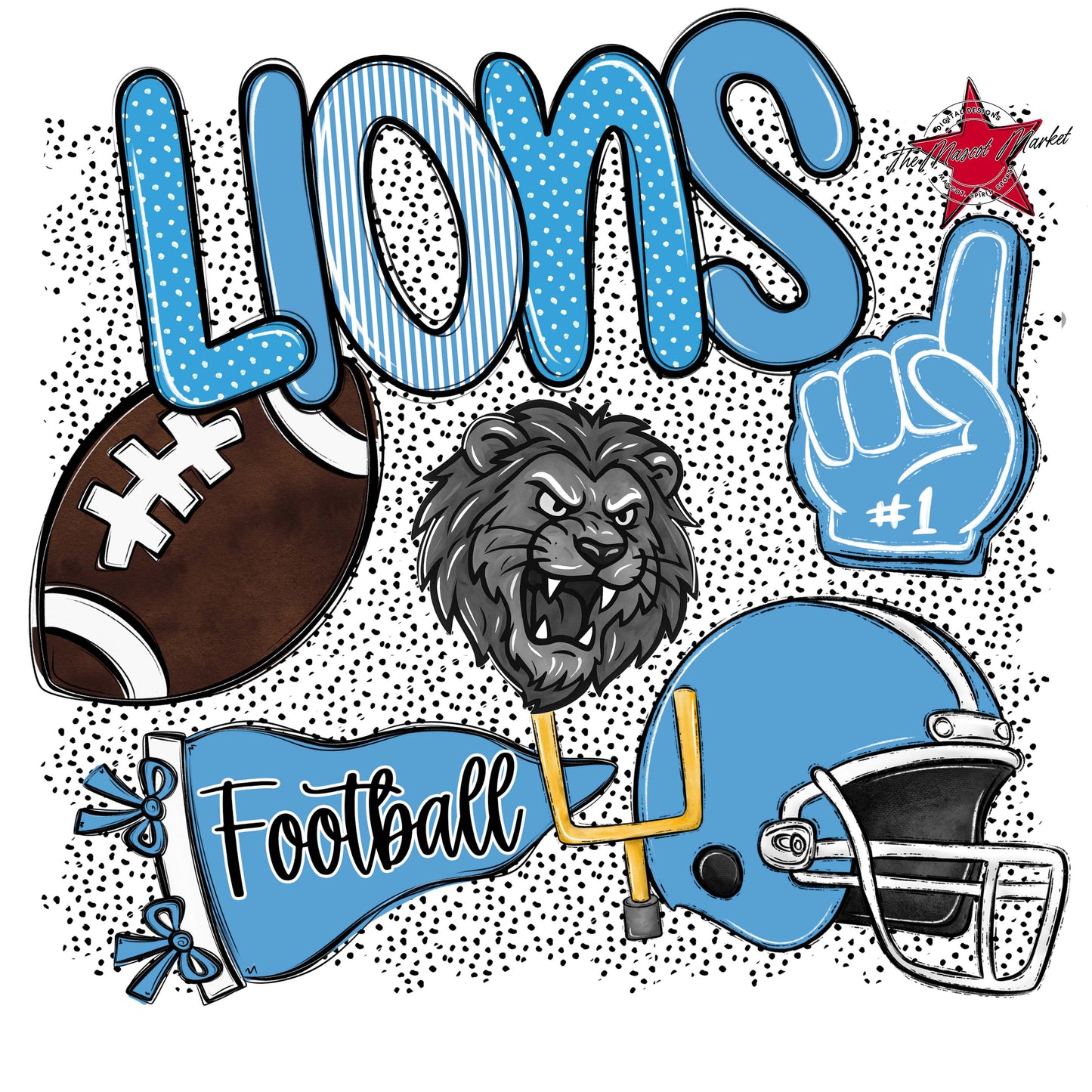 Lions Football Spirit-Carolina Blue
