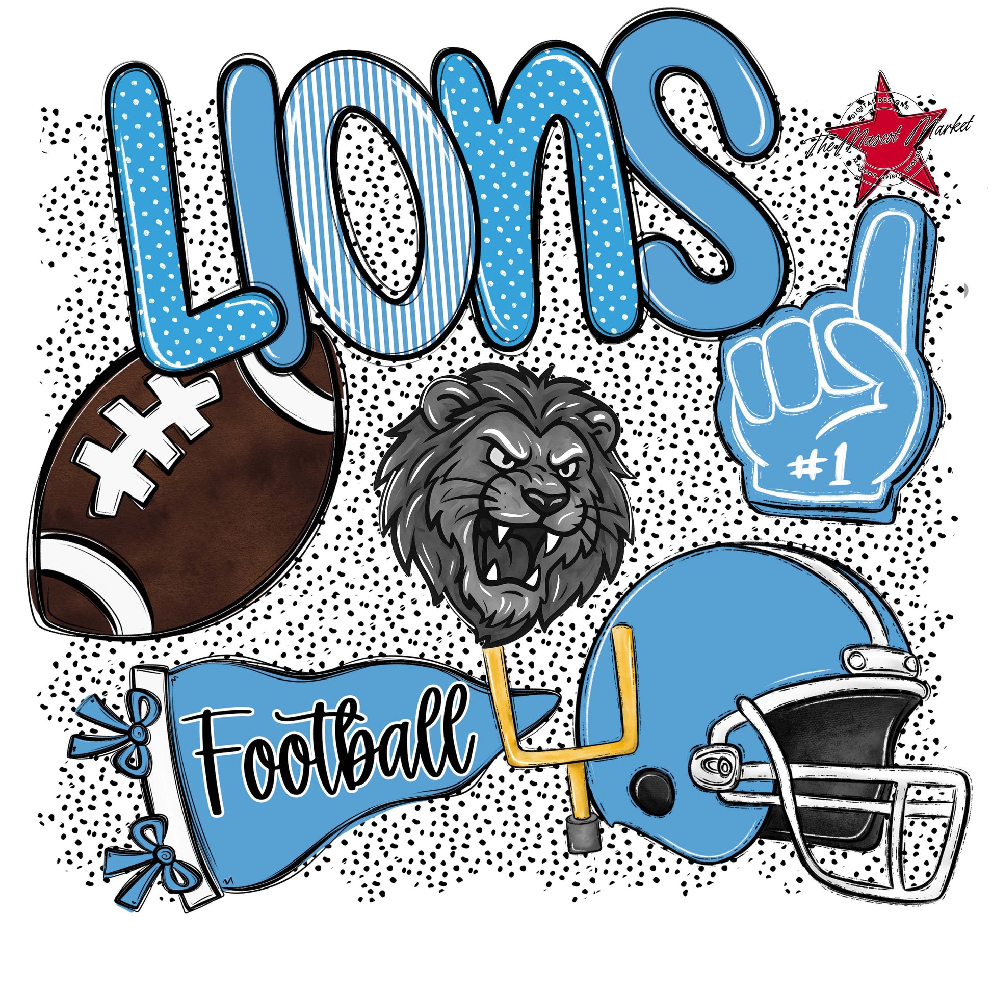 Lions Football Spirit-Carolina Blue