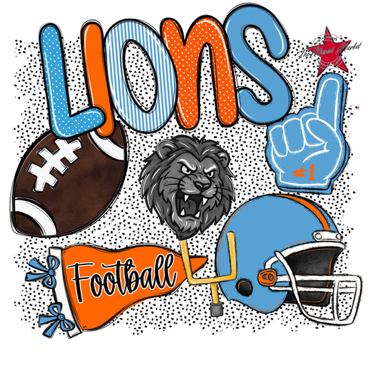 Lions Football Spirit-Carolina Blue & Orange