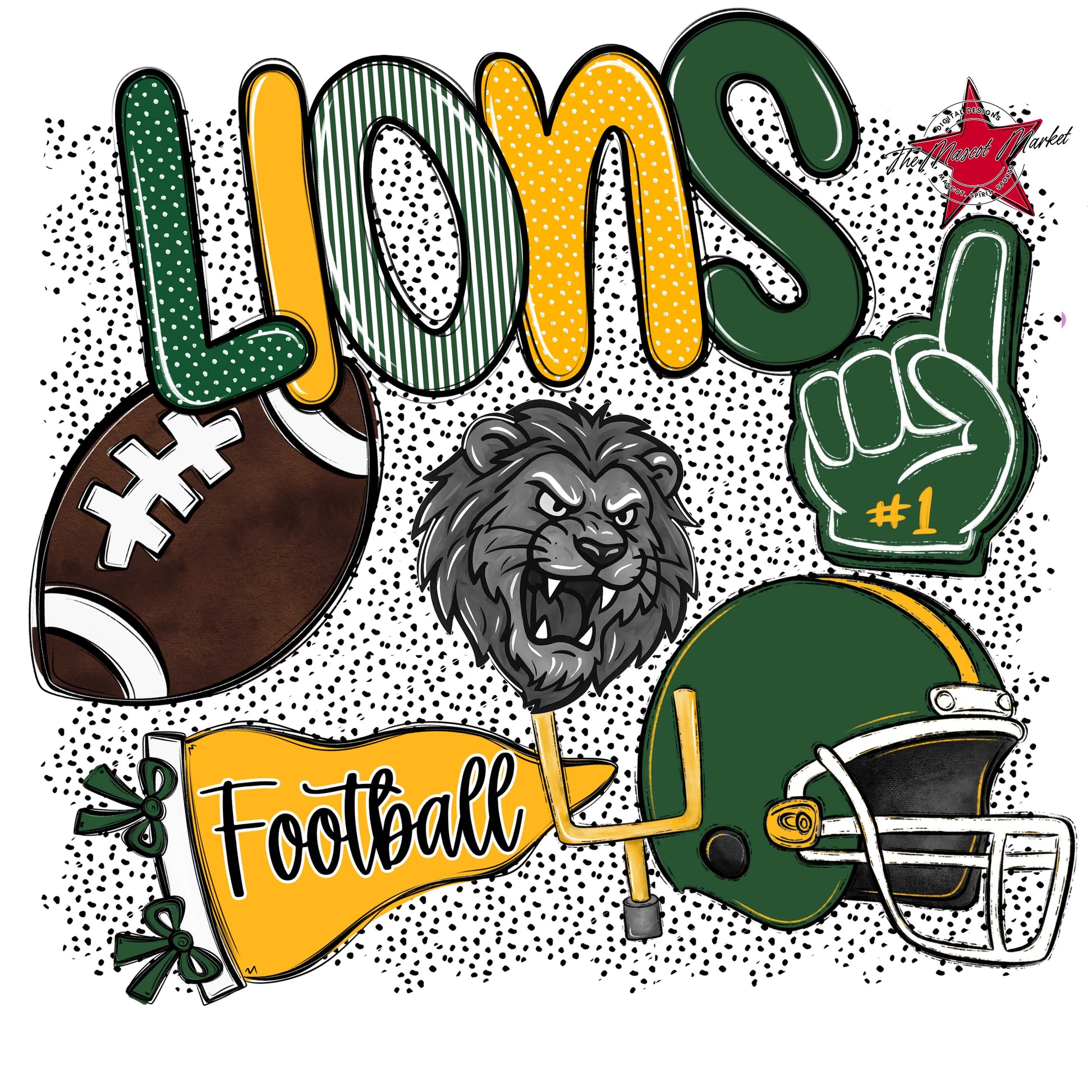 Lions Football Spirit-Green & Yellow