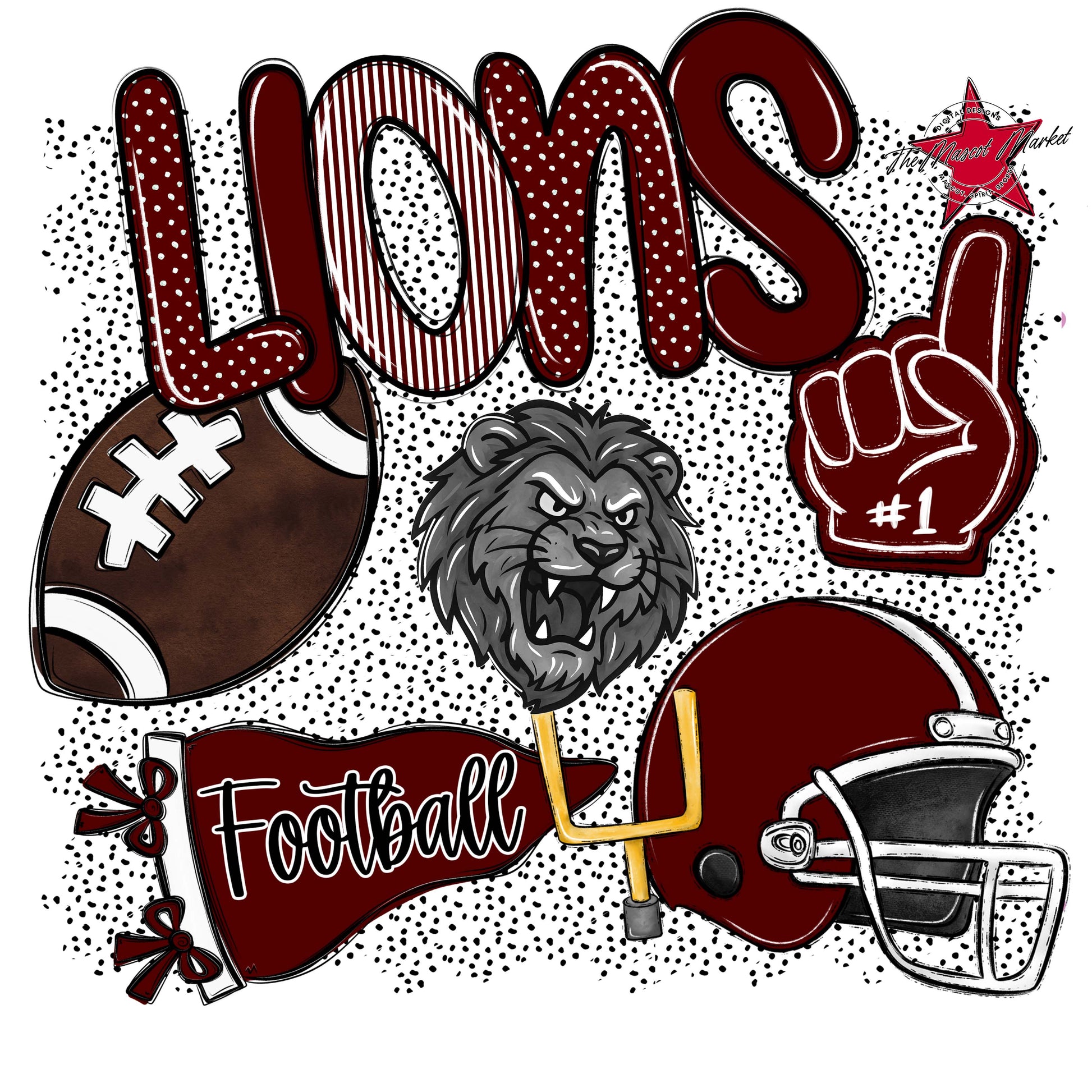 Lions Football Spirit-Maroon