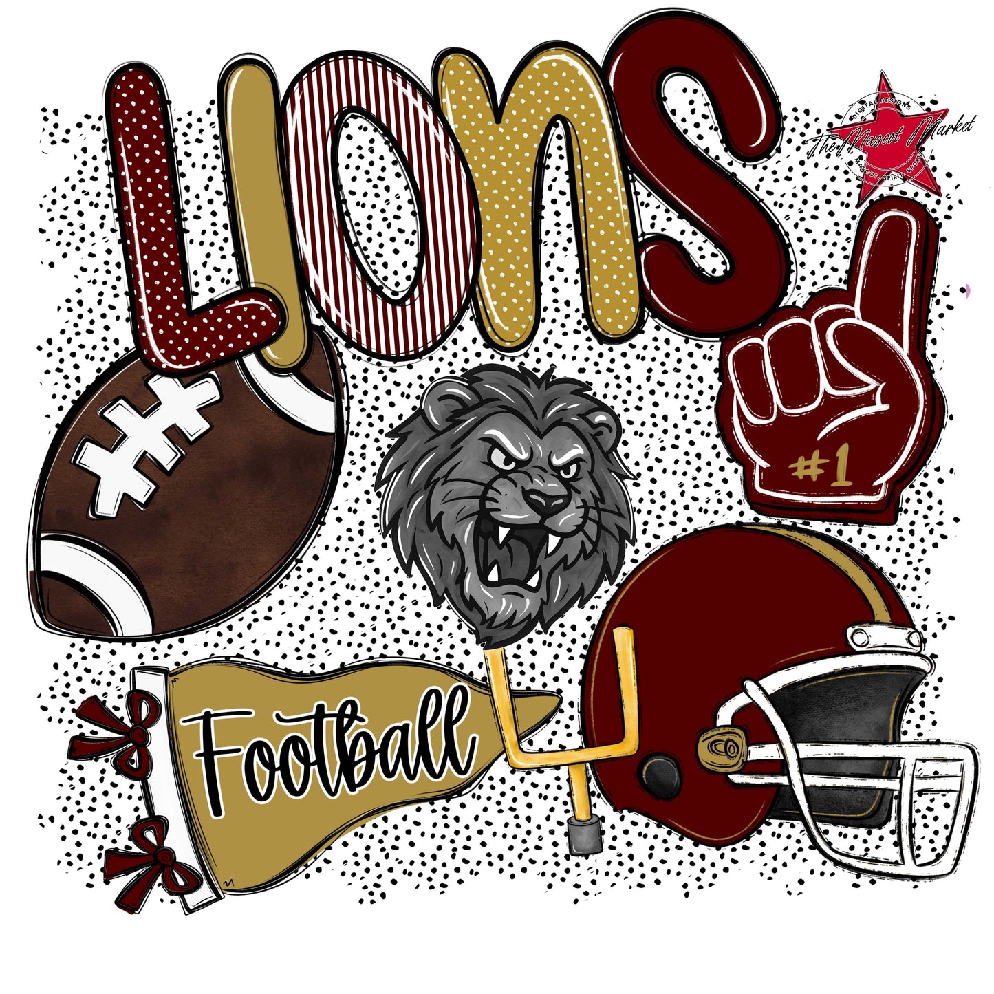 Lions Football Spirit-Maroon & Gold
