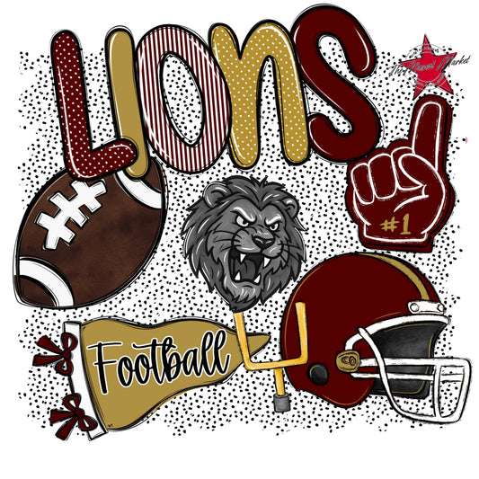 Lions Football Spirit-Maroon & Gold